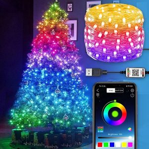 Išmaniosios Kalėdų LED šviesos su muzikos sinchronizacija ir daugiakrašiu efektu (5 m) | SPARKLED