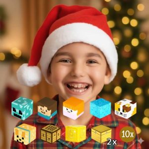 10x papildomi blokeliai MAGCRAFTI + šventinė kepurė DOVANŲ | XMASHATMAGBLOCKS